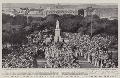 Die Diamant-Jubiläumsstatue der Königin in Durban, die Enthüllungszeremonie